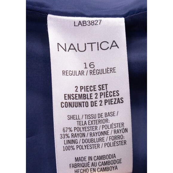 Nautica  2-piece Suit Textured Blue 2 Button Jacket Blazer Boys 16 Pants 28X25 - Picture 12 of 16